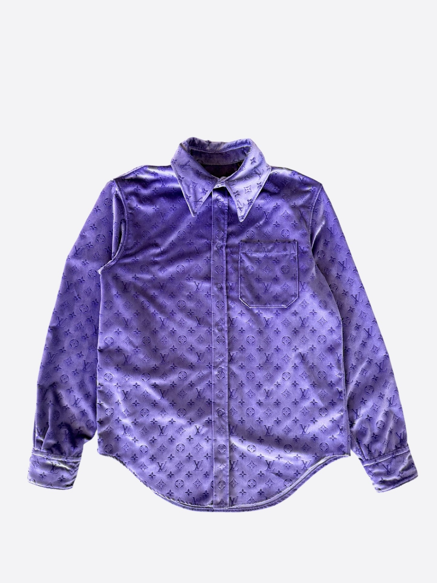 Louis Vuitton Purple Monogram Velvet Button Up Shirt