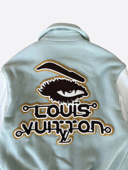 Louis Vuitton Aqua & White Leather Varsity Jacket