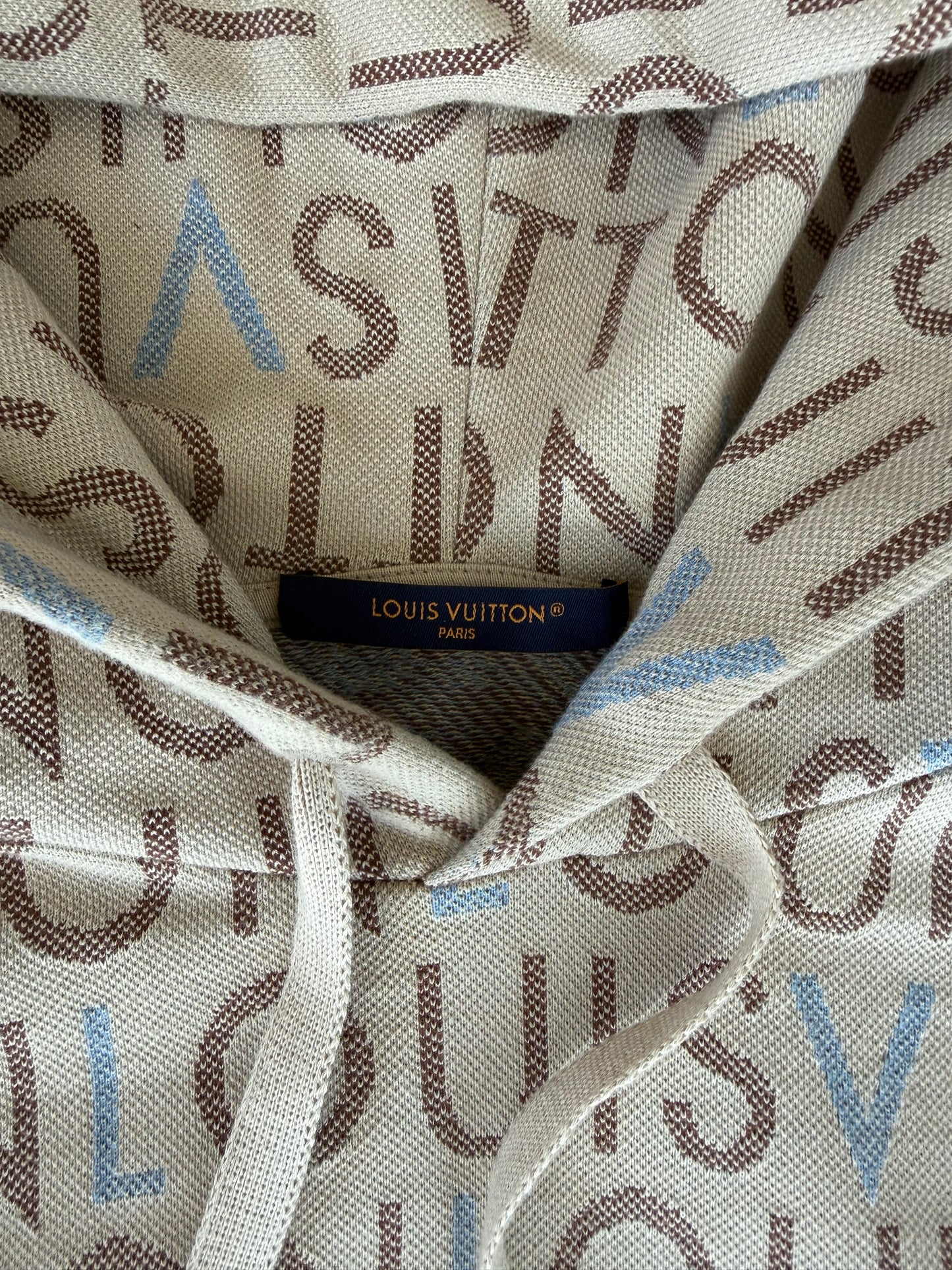 Louis Vuitton Beige Signature Jacquard Logo Hoodie