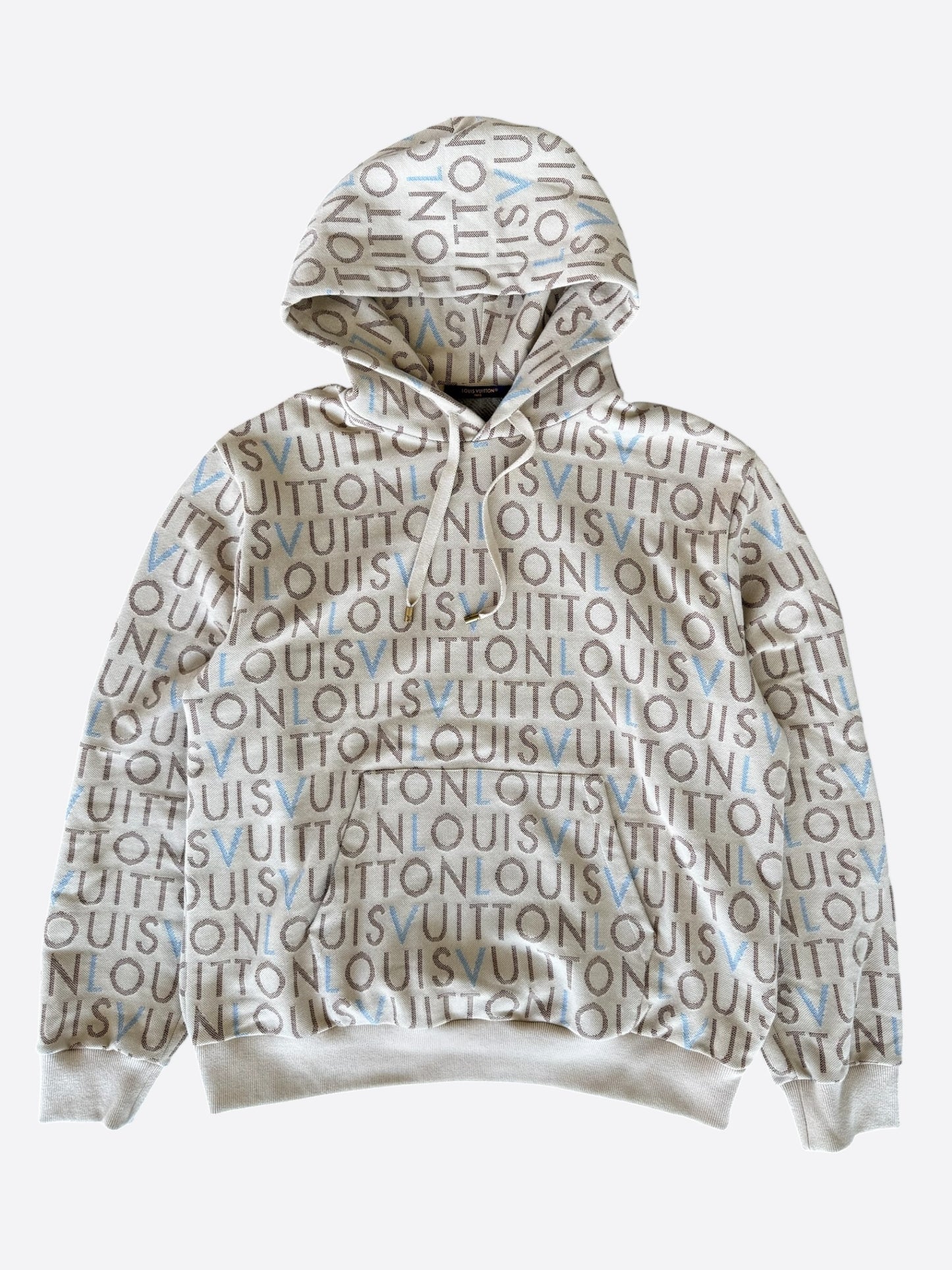 Louis Vuitton Beige Signature Jacquard Logo Hoodie