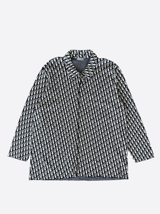 Dior Beige & Blue Oblique Button Up Shirt