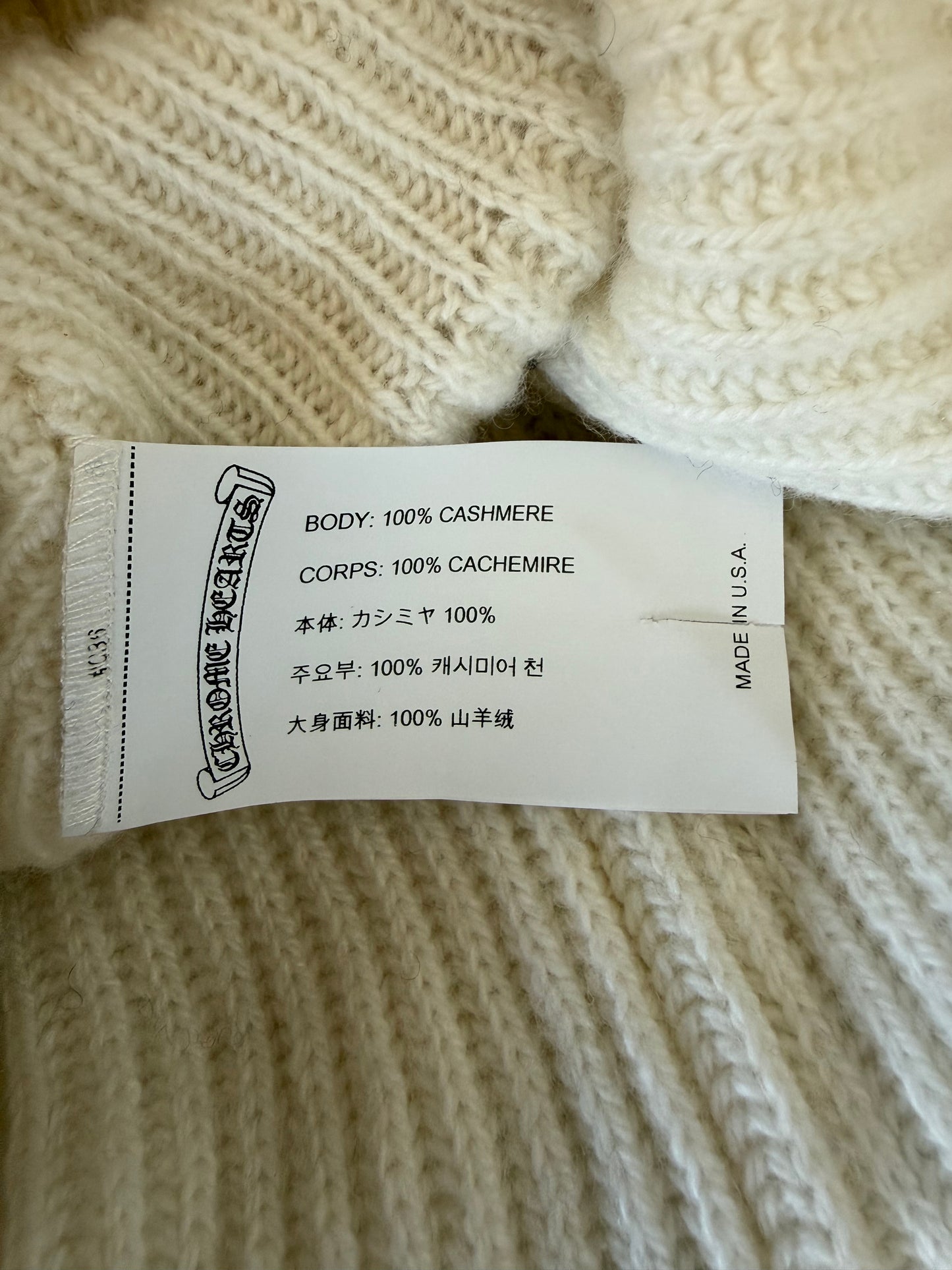 Chrome Hearts White & Black Cross Logo Cashmere Beanie