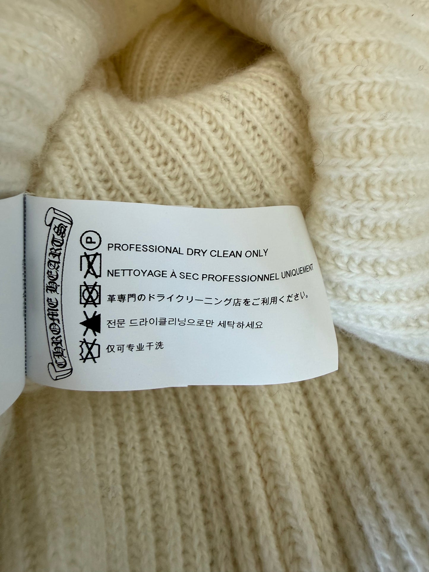 Chrome Hearts White & Black Cross Logo Cashmere Beanie