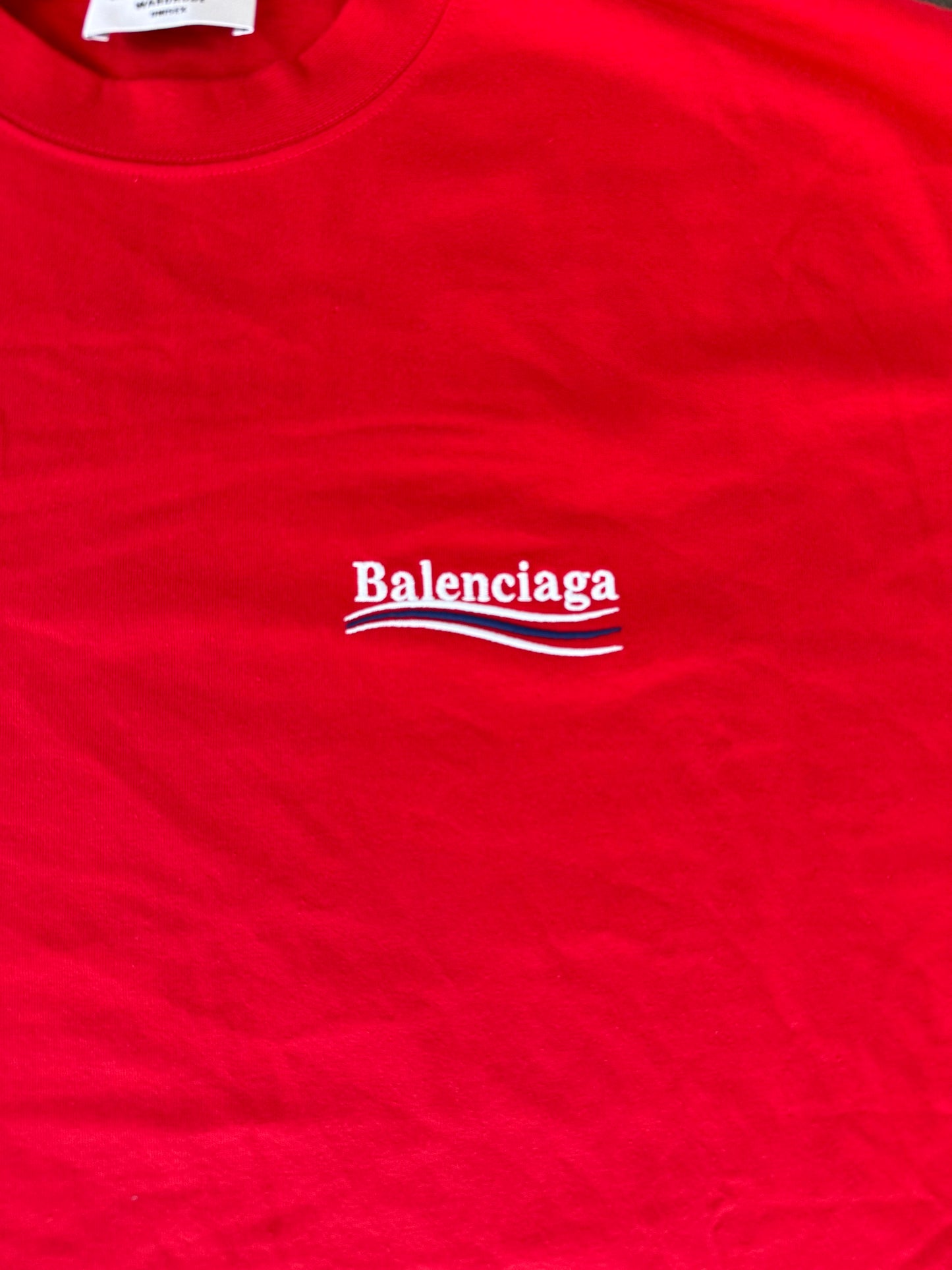 Balenciaga Red Campaign Logo T-Shirt