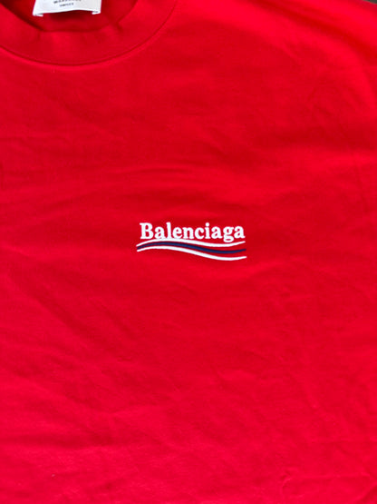 Balenciaga Red Campaign Logo T-Shirt