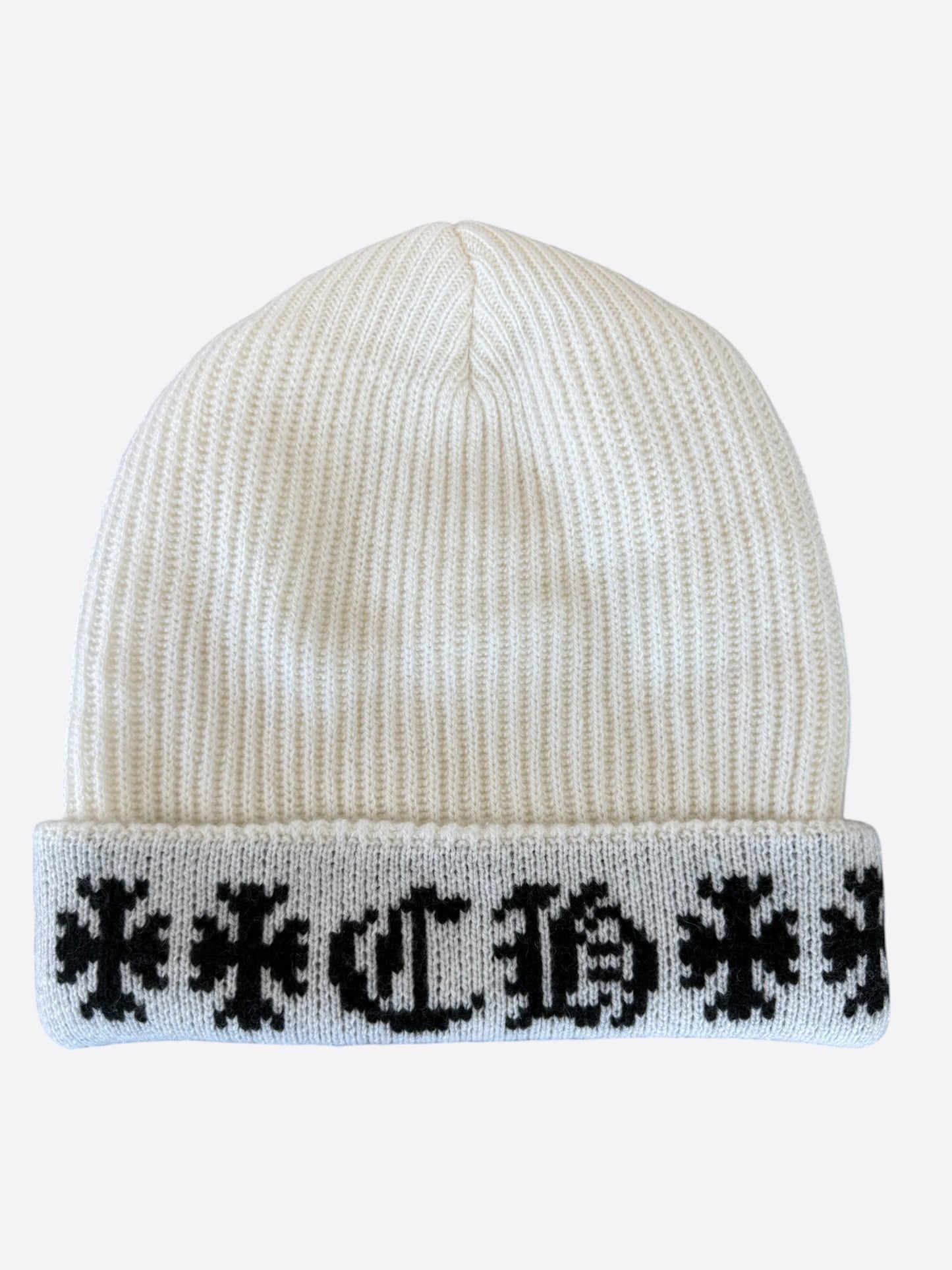 Chrome Hearts White & Black Cross Logo Cashmere Beanie
