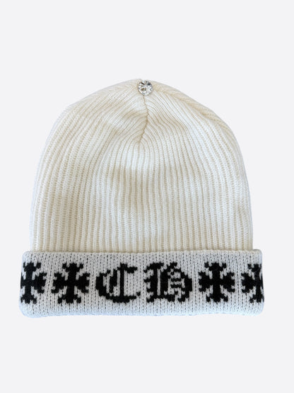 Chrome Hearts White & Black Cross Logo Cashmere Beanie