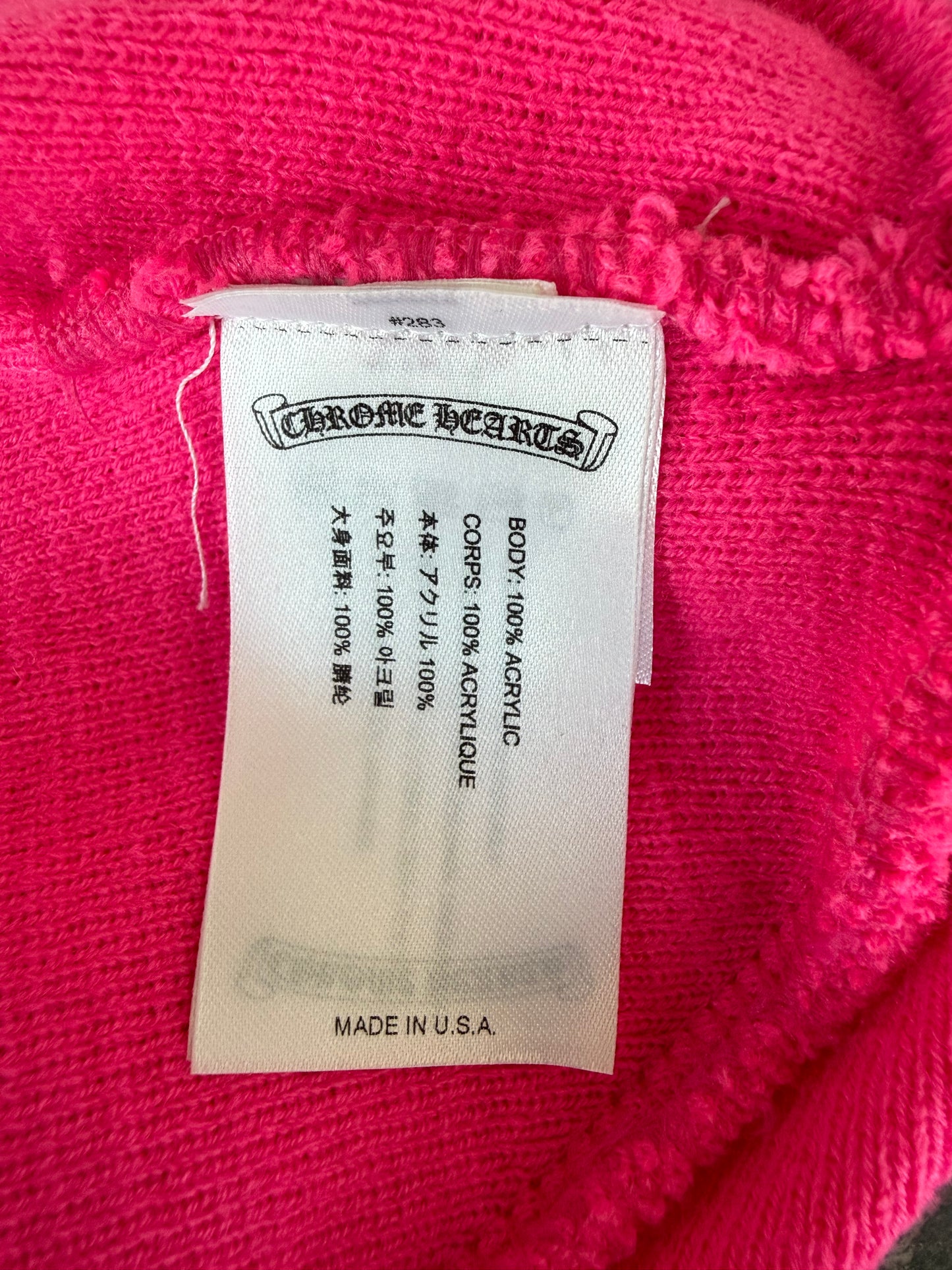 Chrome Hearts Pink & Black CH Logo Embroidered Beanie