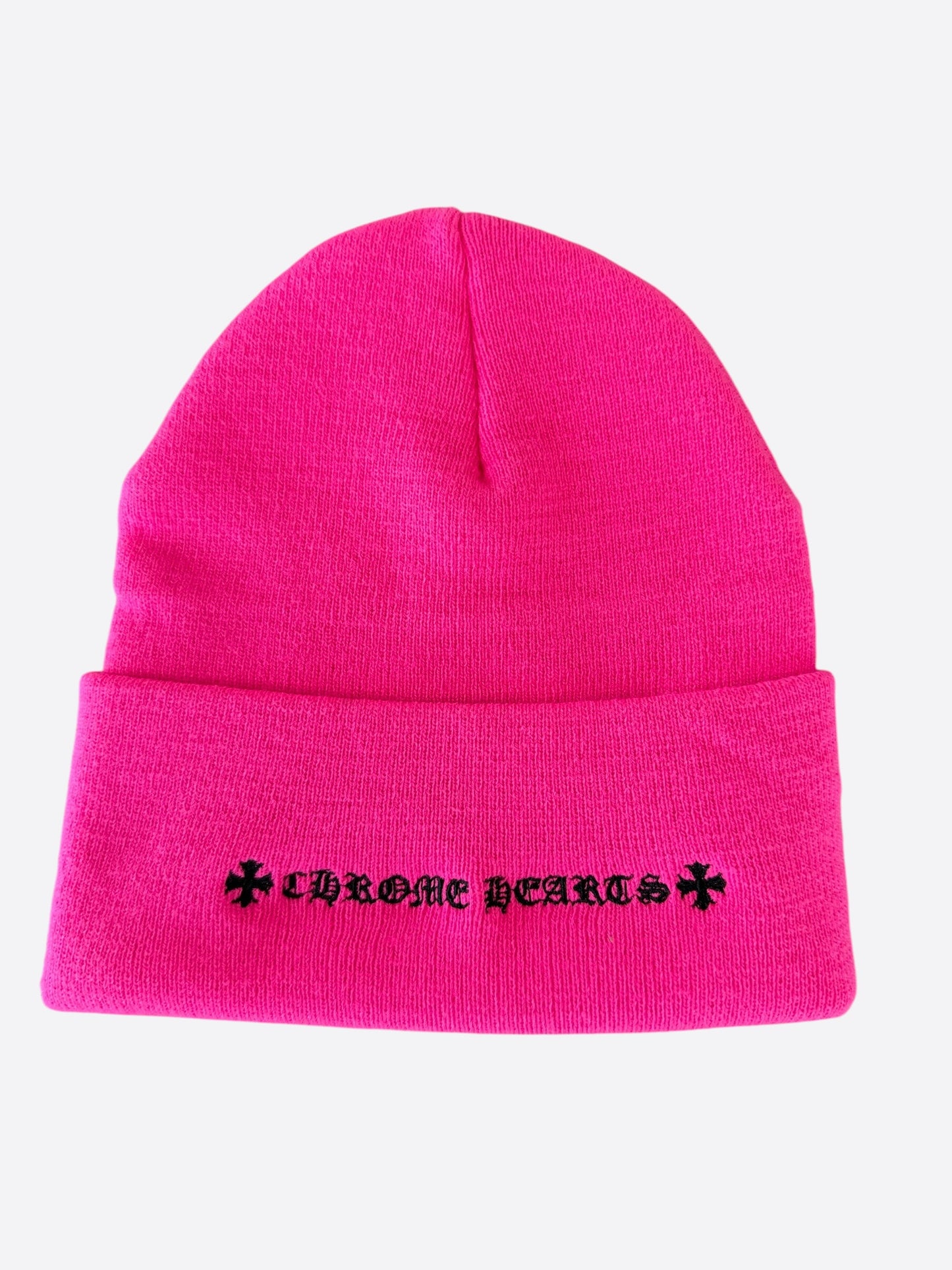 Chrome Hearts Pink & Black CH Logo Embroidered Beanie