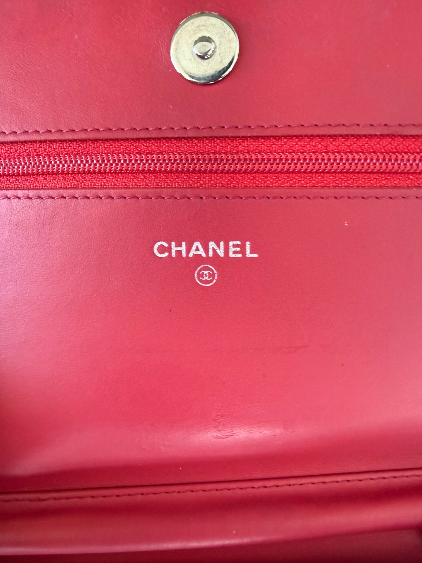 Chanel Pink Quilted Caviar Wallet On Chain Bag