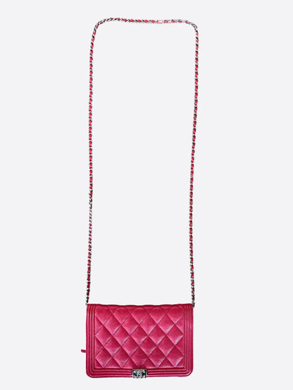 Chanel Pink Quilted Caviar Wallet On Chain Bag