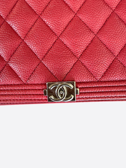 Chanel Pink Quilted Caviar Wallet On Chain Bag