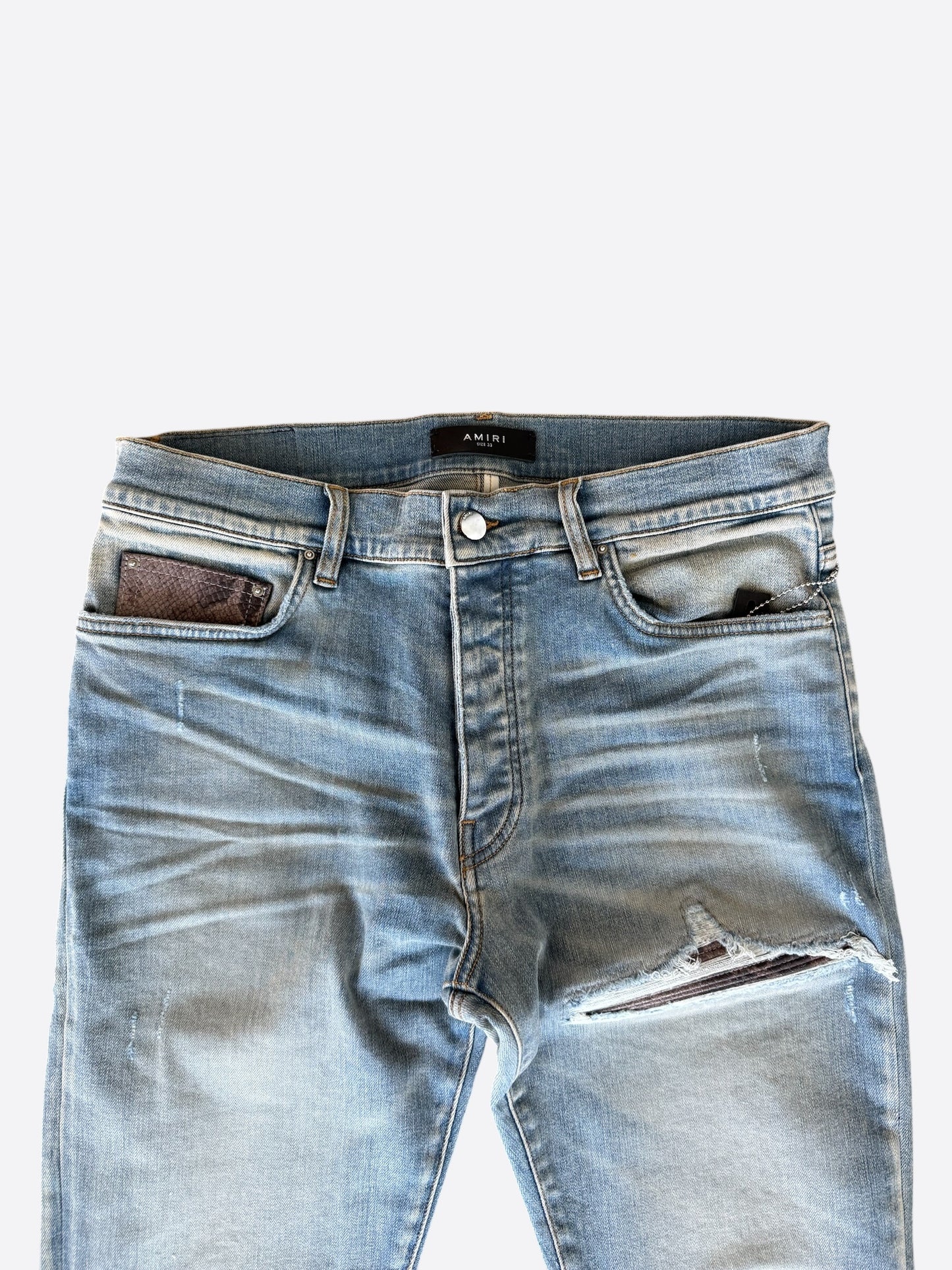 Amiri Antique Indigo & Snake Patch MX1 Jeans