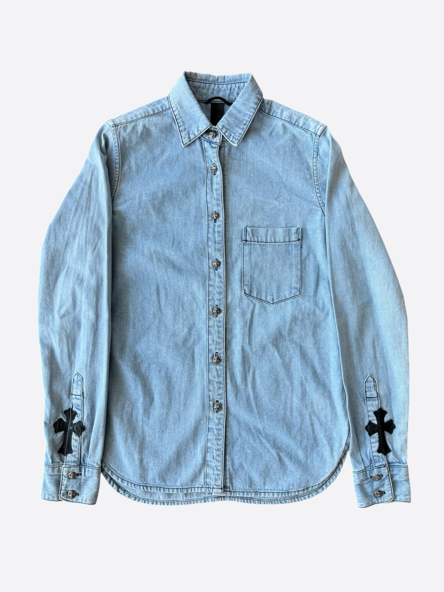 Chrome Hearts Blue & Black Cross Patch Denim Flannel
