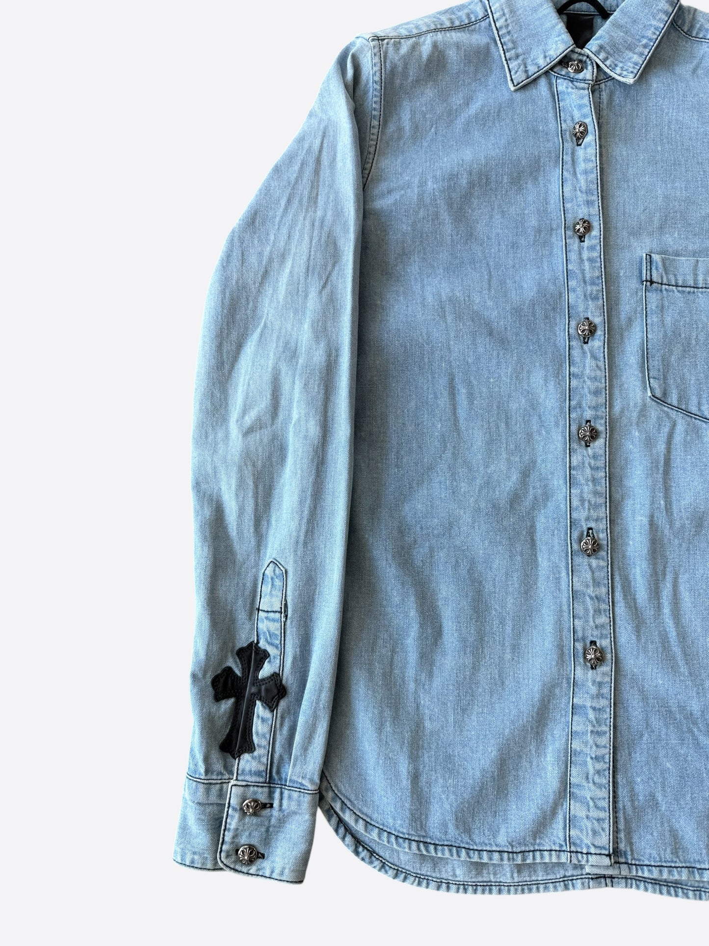 Chrome Hearts Blue & Black Cross Patch Denim Flannel