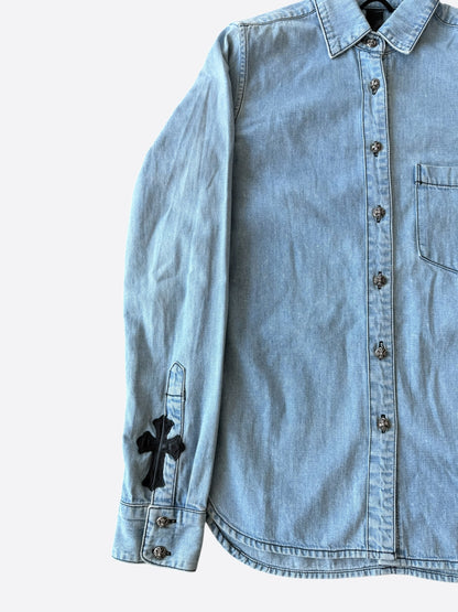 Chrome Hearts Blue & Black Cross Patch Denim Flannel
