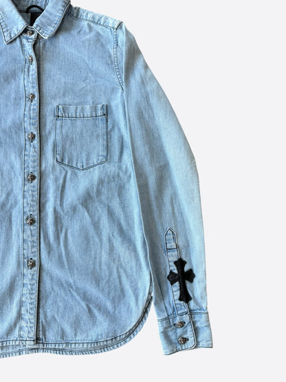 Chrome Hearts Blue & Black Cross Patch Denim Flannel