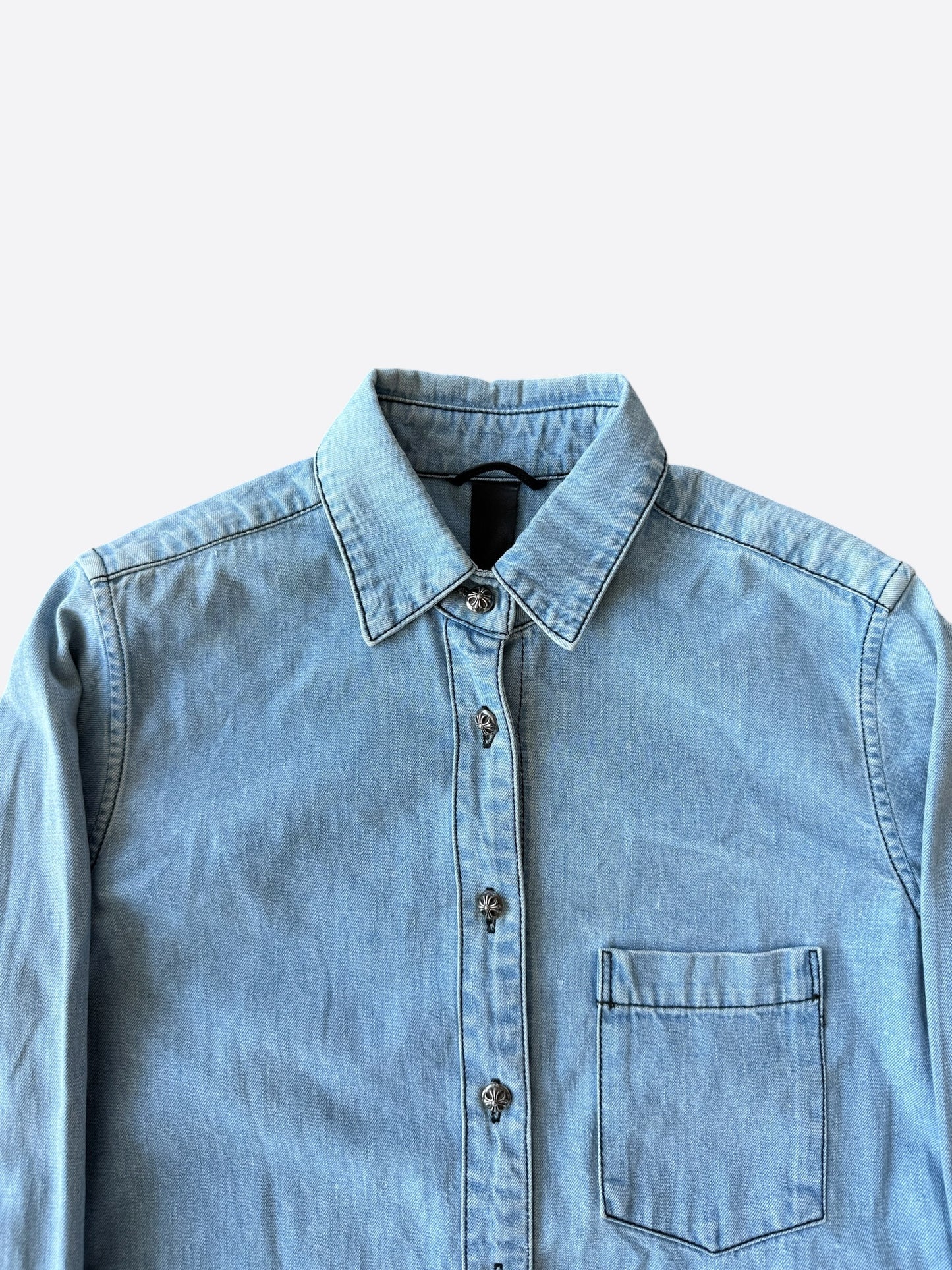 Chrome Hearts Blue & Black Cross Patch Denim Flannel