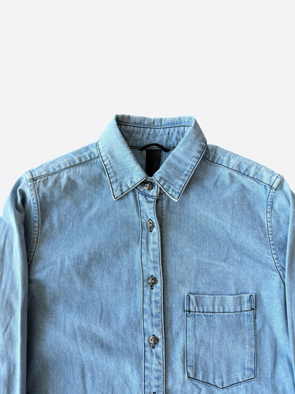 Chrome Hearts Blue & Black Cross Patch Denim Flannel