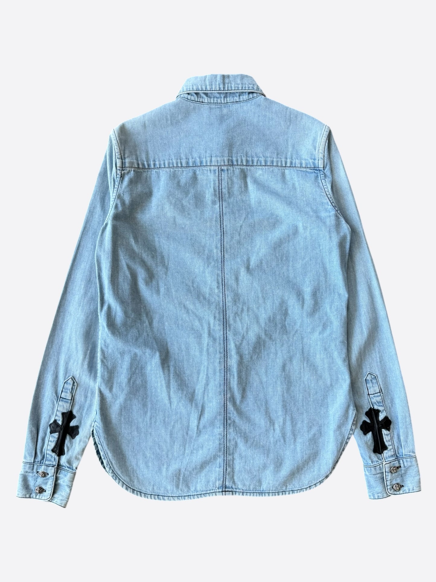 Chrome Hearts Blue & Black Cross Patch Denim Flannel