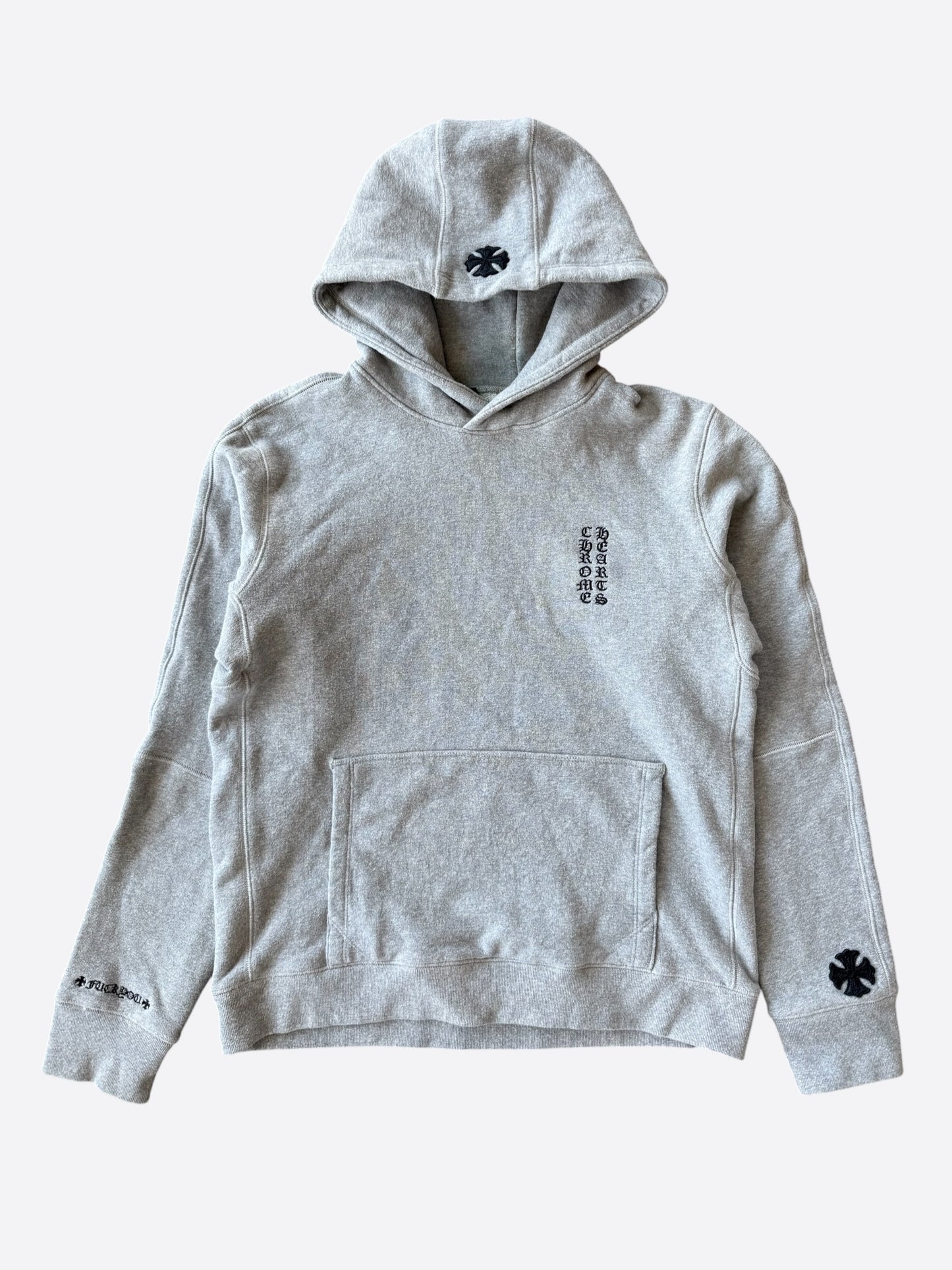 Chrome Hearts Grey & Black Cross Patch Hoodie