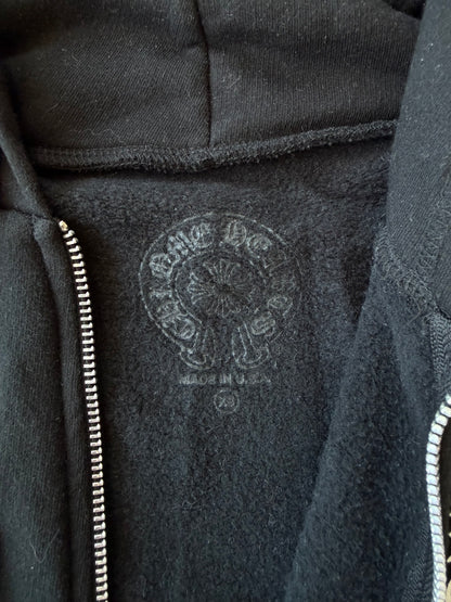 Chrome Hearts Black & White Script Logo Zip Up Hoodie