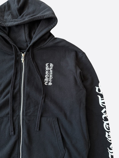 Chrome Hearts Black & White Script Logo Zip Up Hoodie