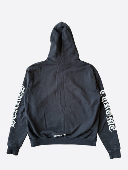 Chrome Hearts Black & White Script Logo Zip Up Hoodie