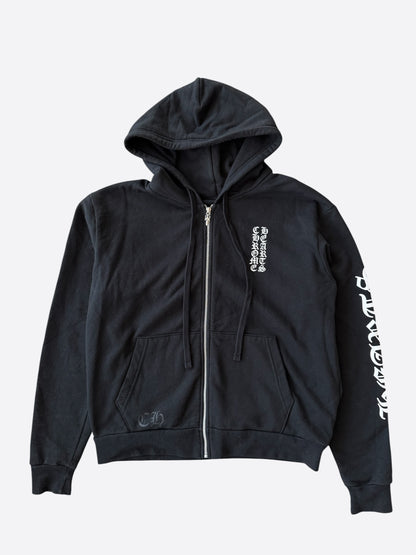 Chrome Hearts Black & White Script Logo Zip Up Hoodie