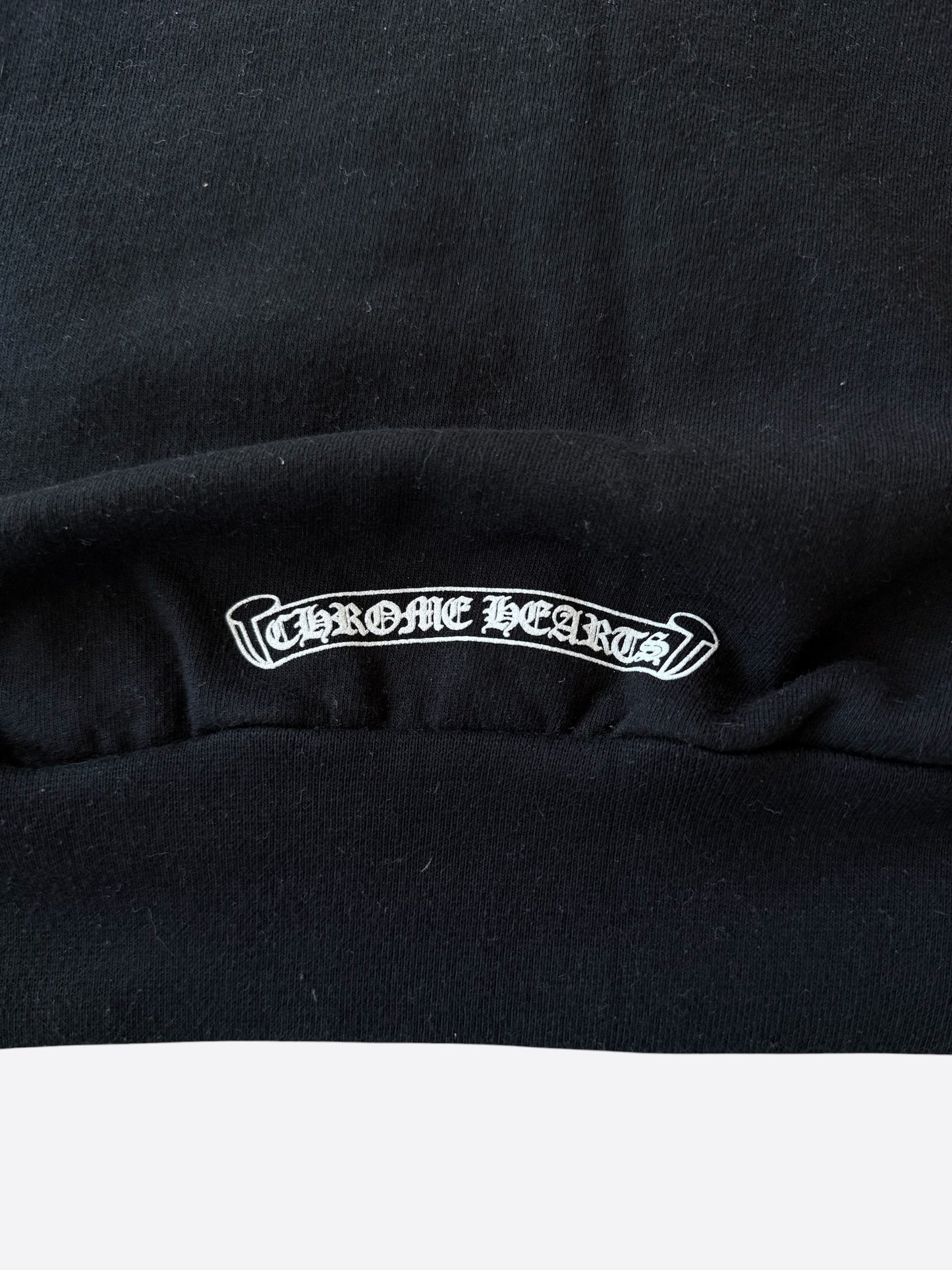 Chrome Hearts Black & White Script Logo Zip Up Hoodie