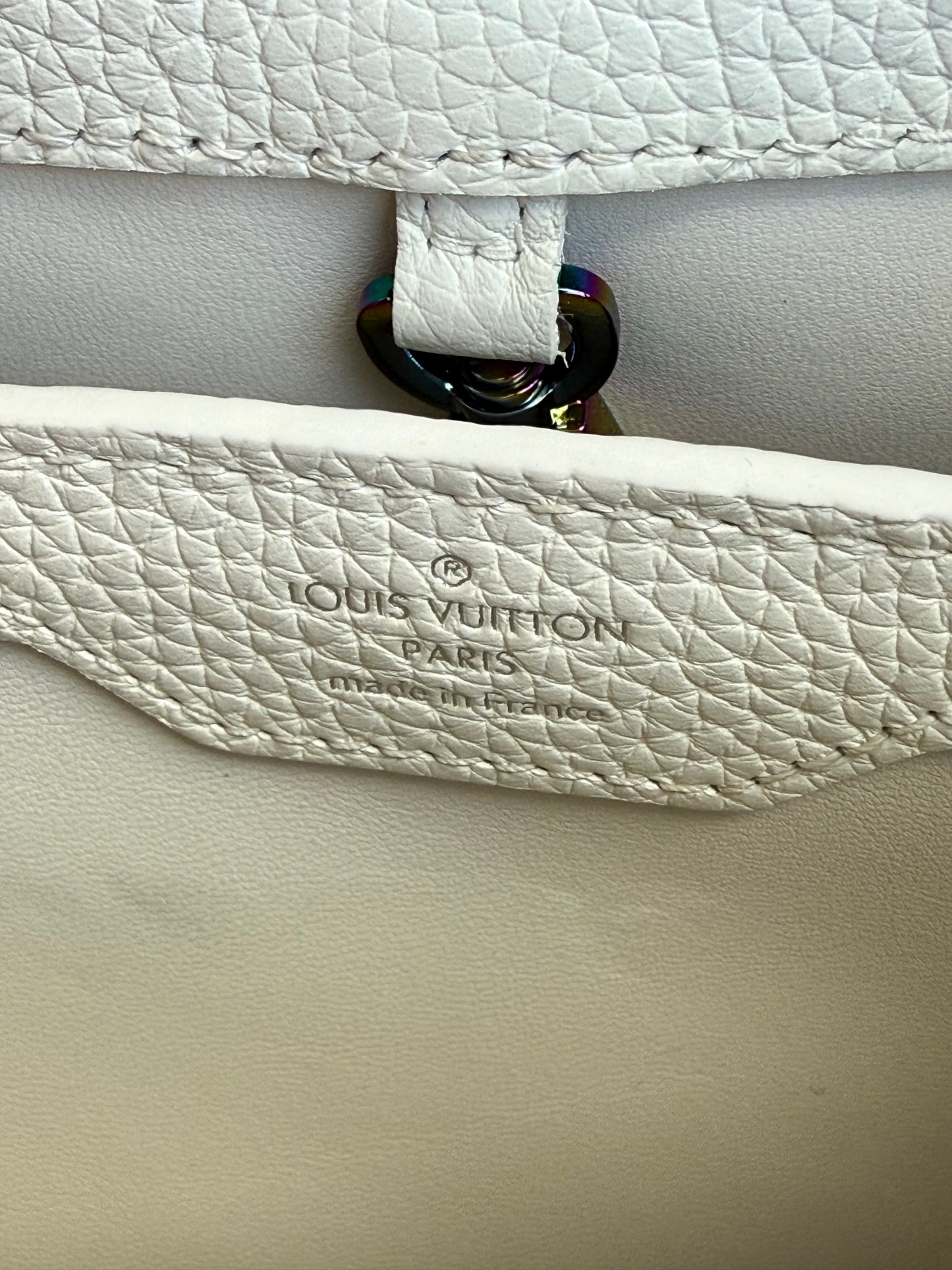 Louis Vuitton White Taurillon Capucines BB