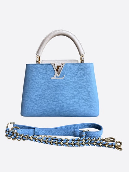 Louis Vuitton Blue & White Taurillon Capucines BB