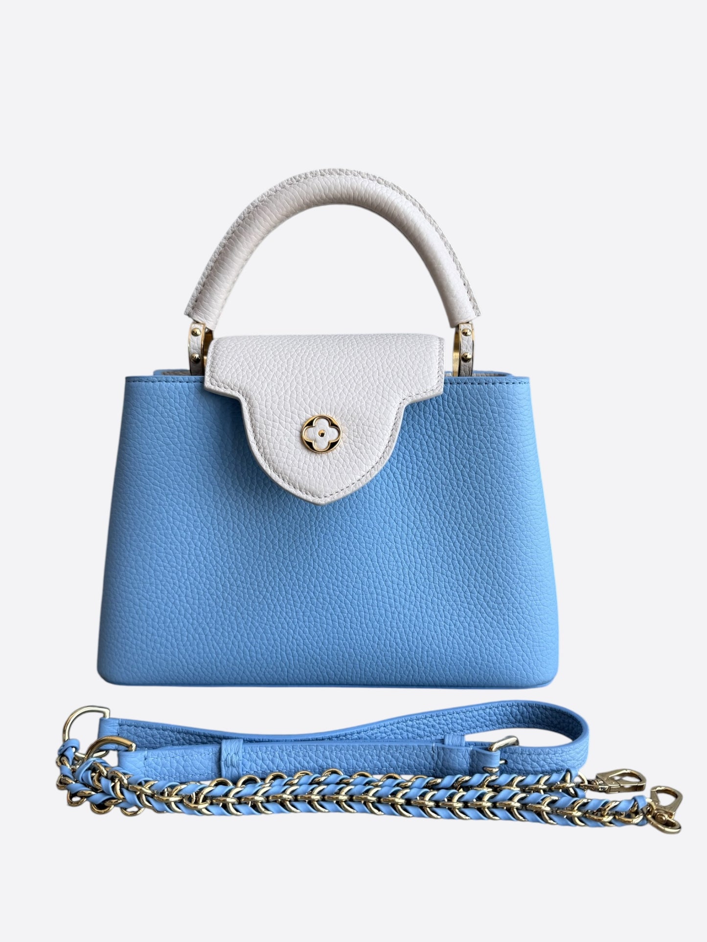 Louis Vuitton Blue & White Taurillon Capucines BB