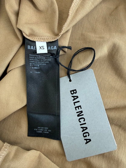 Balenciaga Tan Embroidered BB Logo T-Shirt