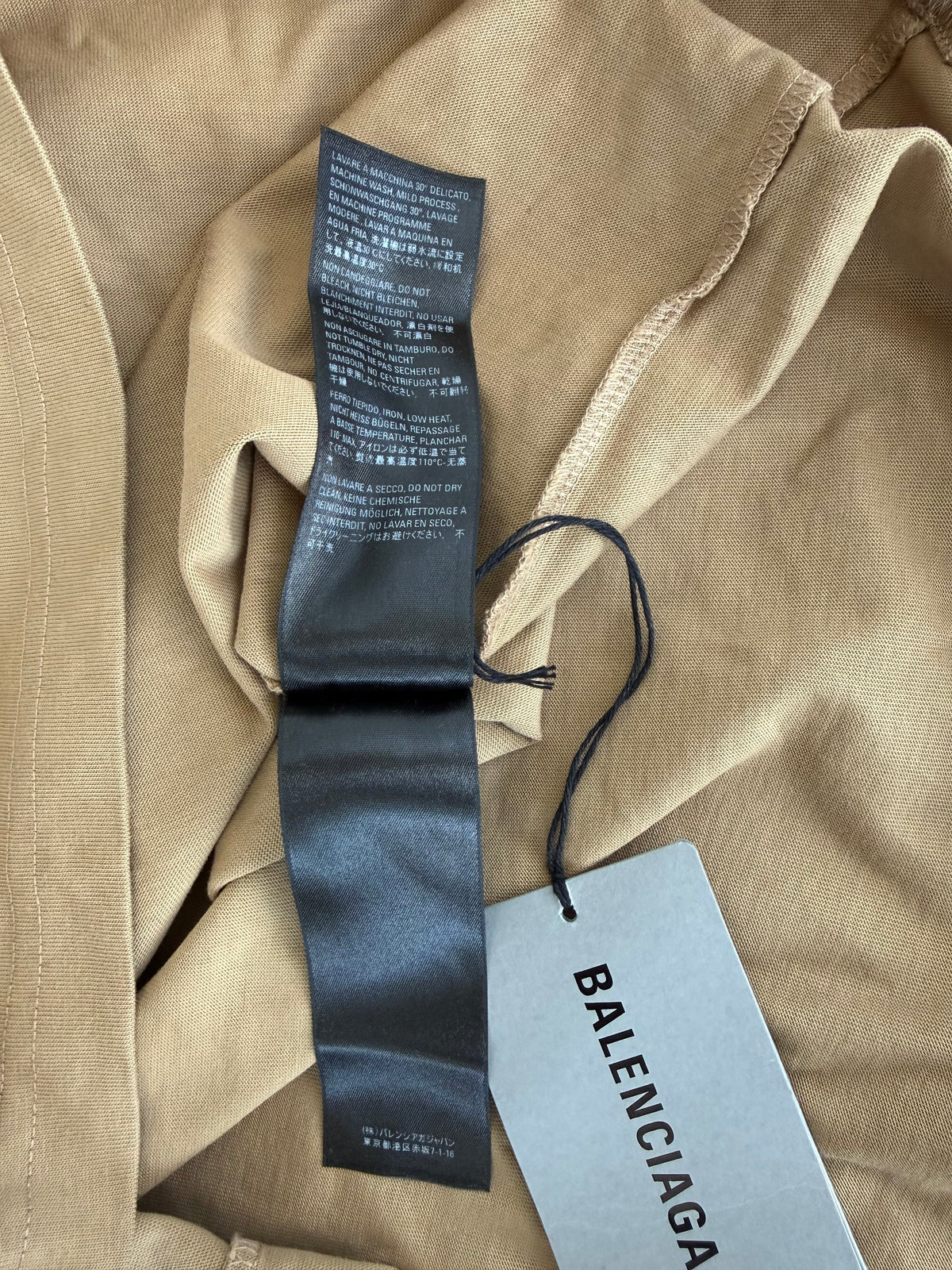 Balenciaga Tan Embroidered BB Logo T-Shirt