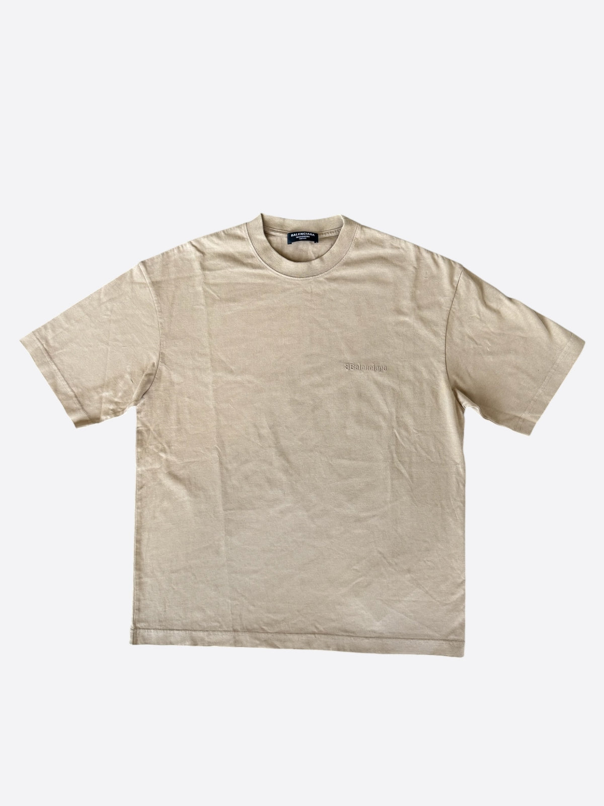 Balenciaga Tan Embroidered BB Logo T-Shirt