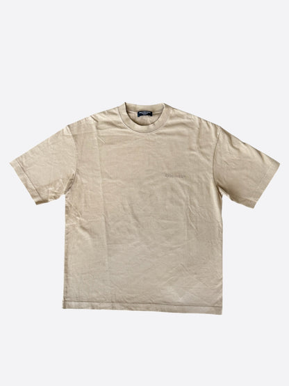 Balenciaga Tan Embroidered BB Logo T-Shirt