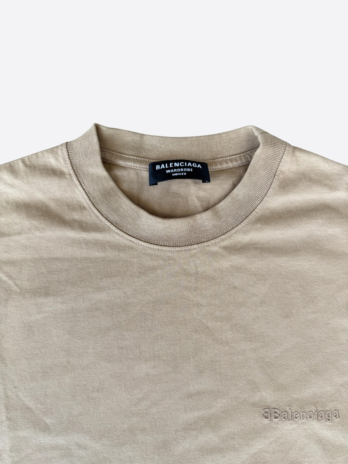 Balenciaga Tan Embroidered BB Logo T-Shirt