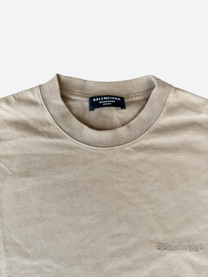 Balenciaga Tan Embroidered BB Logo T-Shirt