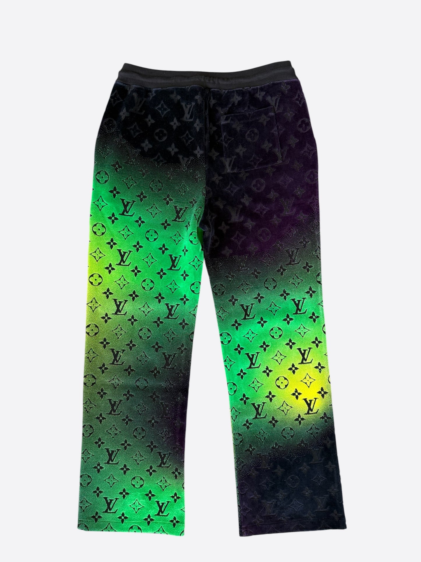 Louis Vuitton Green, Black & Yellow Gradient Monogram Velvet Pants