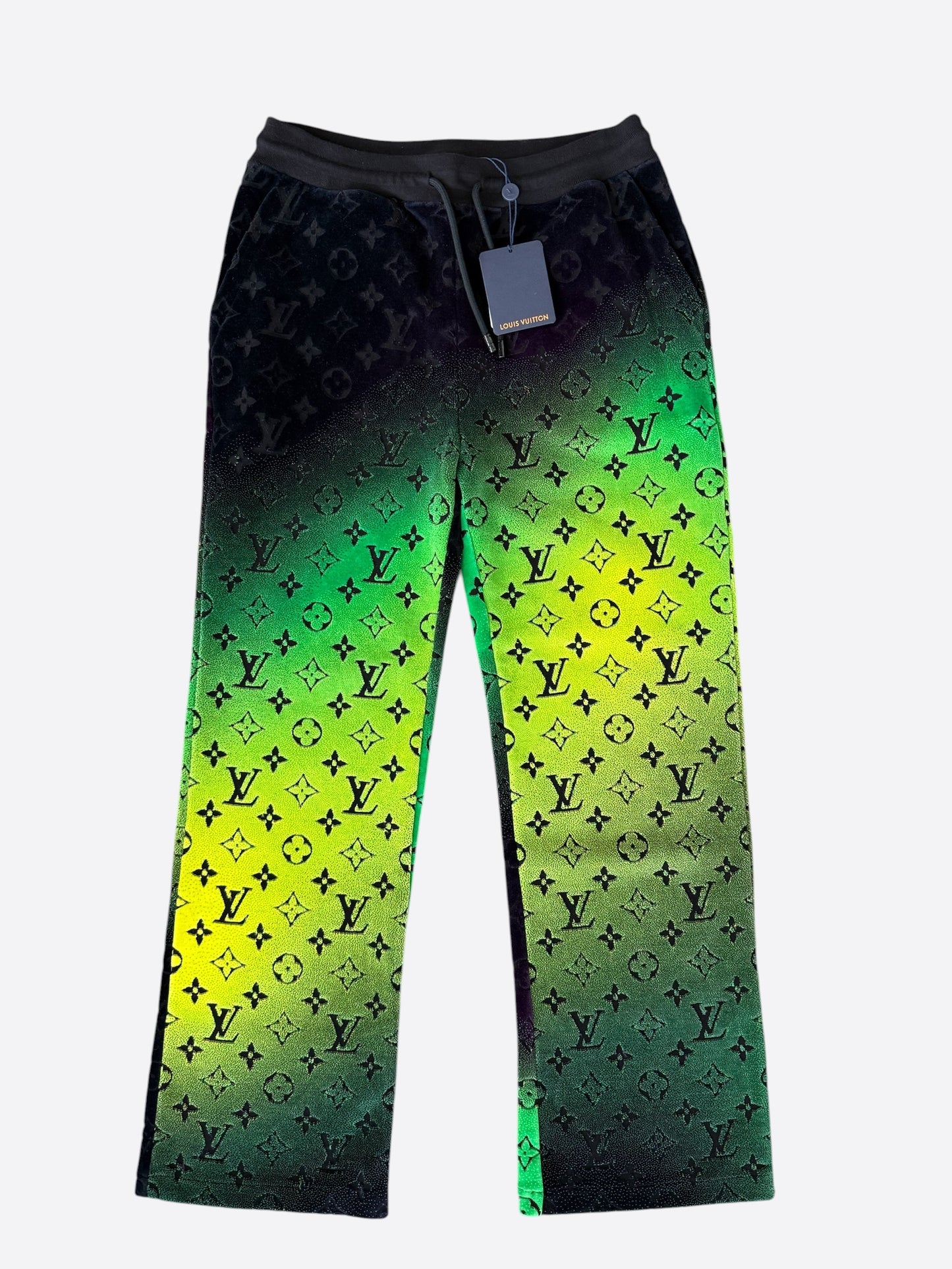 Louis Vuitton Green, Black & Yellow Gradient Monogram Velvet Pants