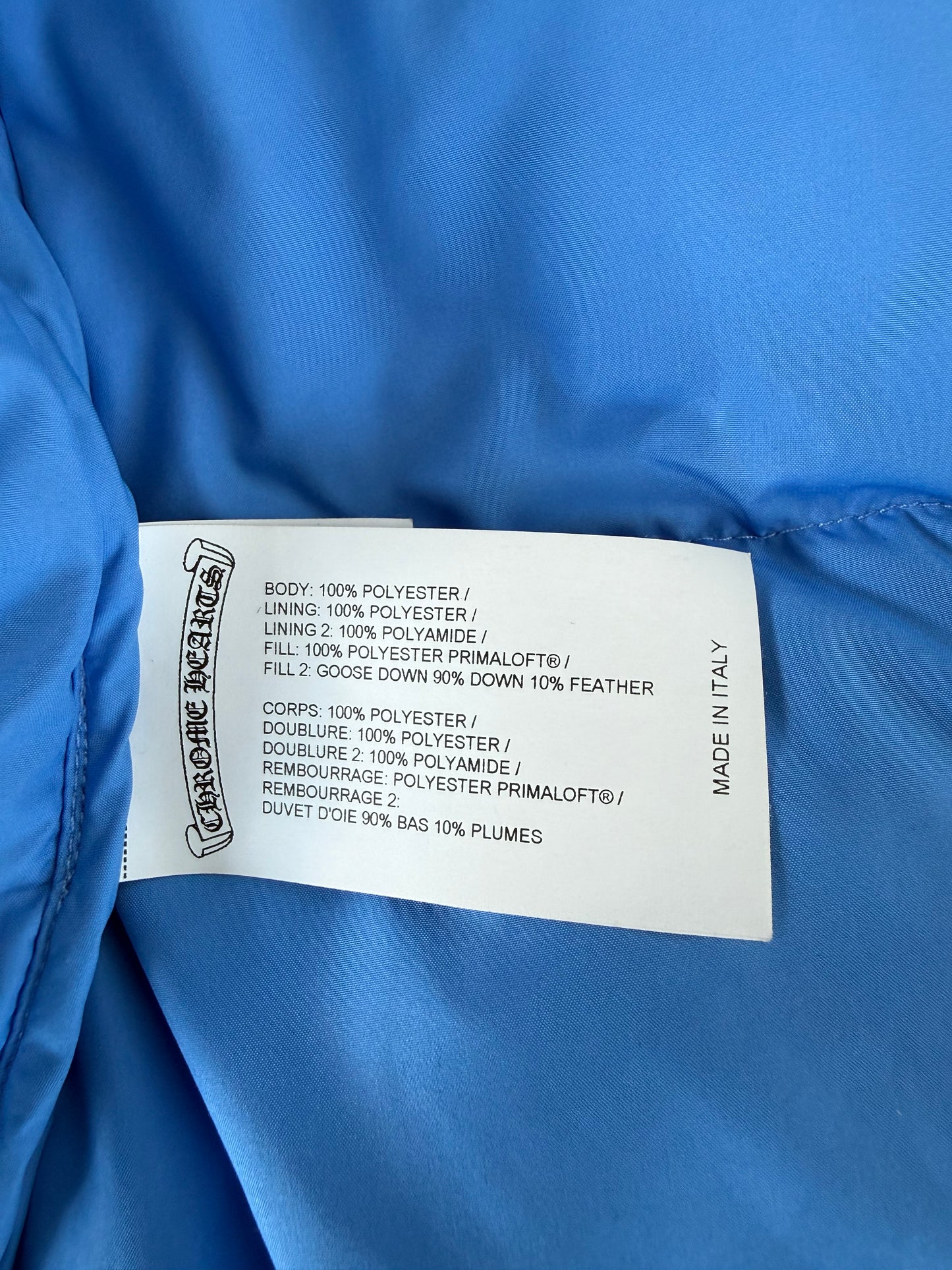Chrome Hearts Blue Cross Jacquard Women's Puffer Jacket
