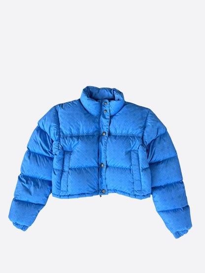 Chrome Hearts Blue Cross Jacquard Women's Puffer Jacket