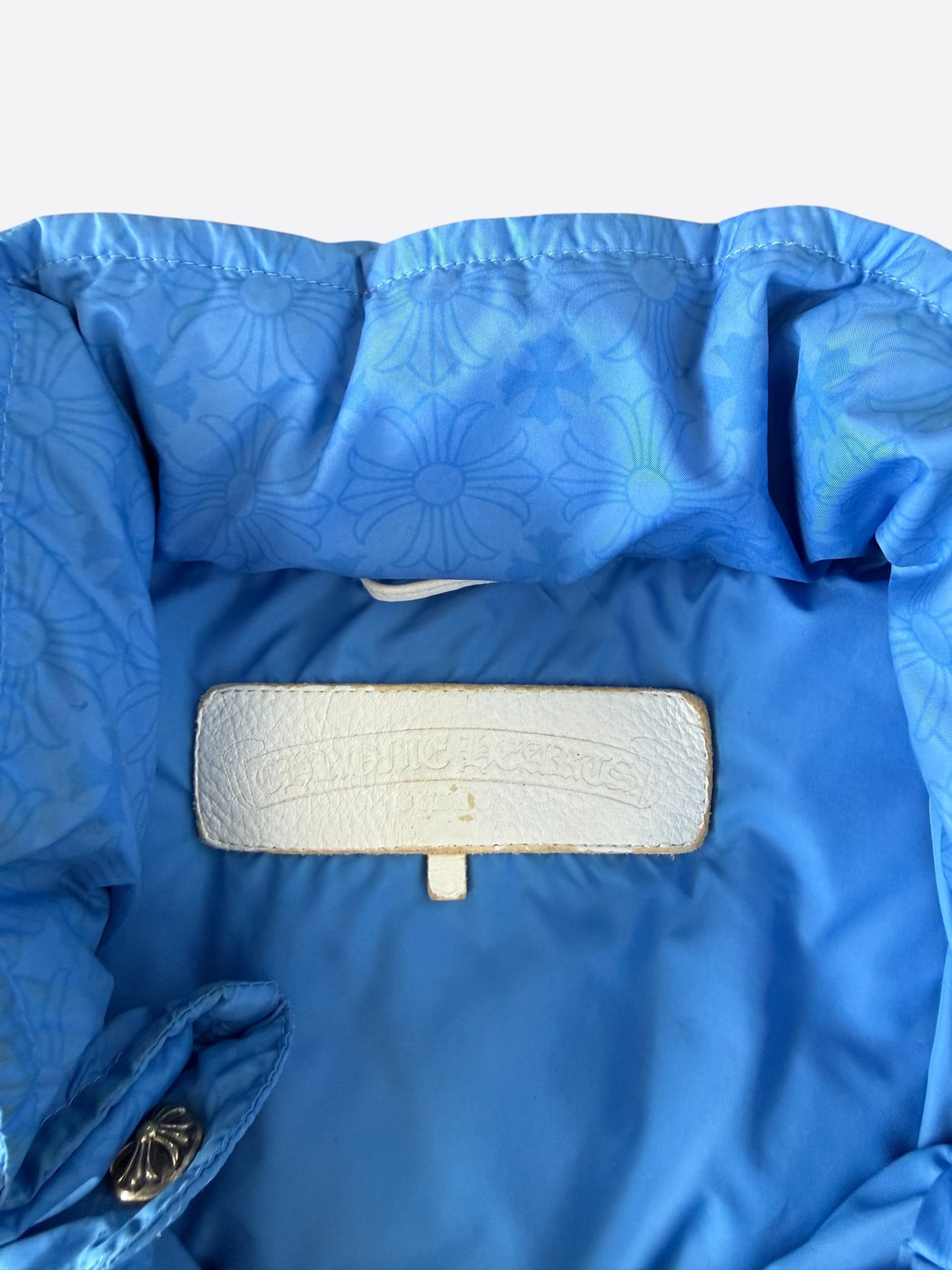 Chrome Hearts Blue Cross Jacquard Women's Puffer Jacket