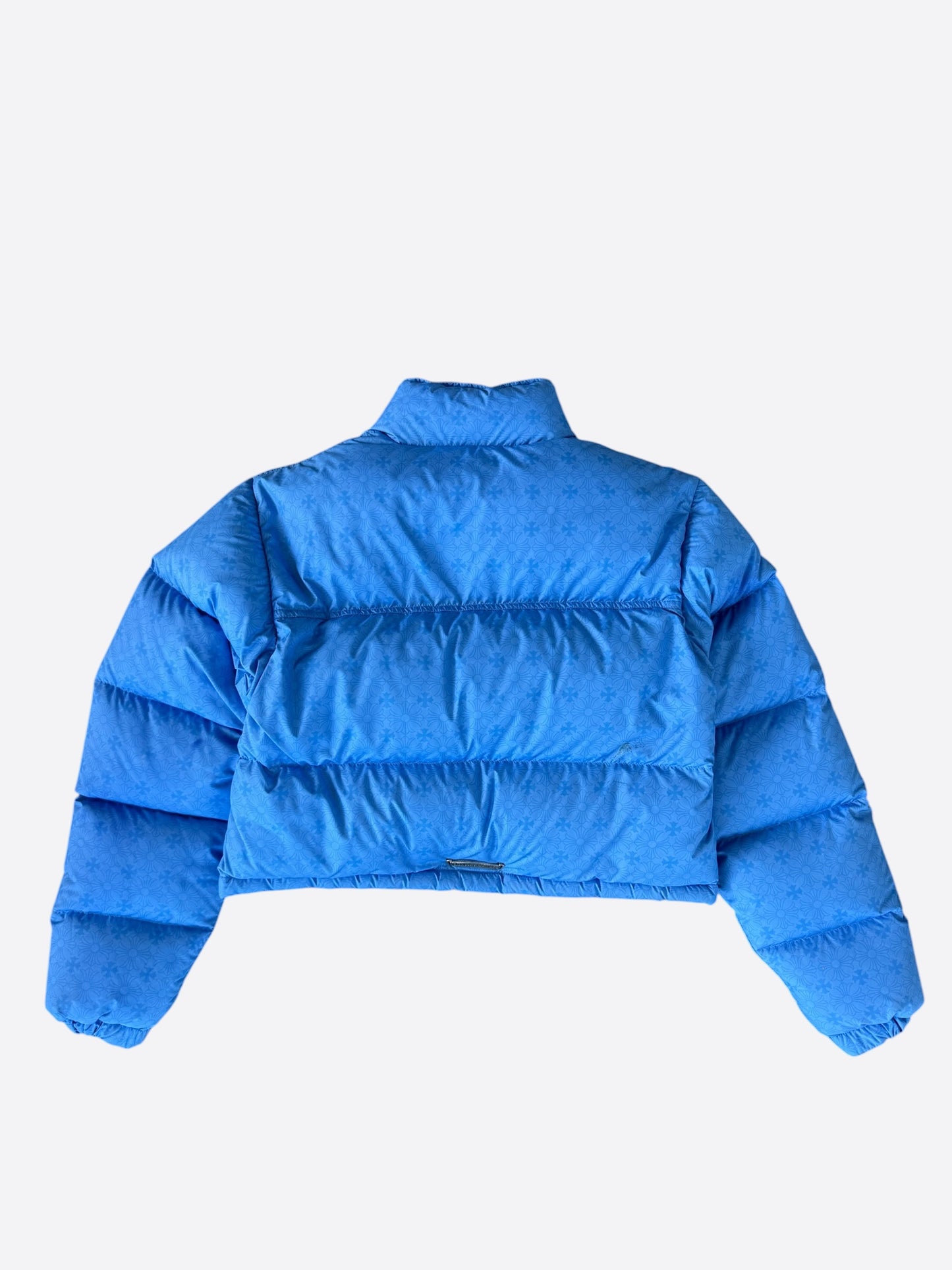 Chrome Hearts Blue Cross Jacquard Women's Puffer Jacket