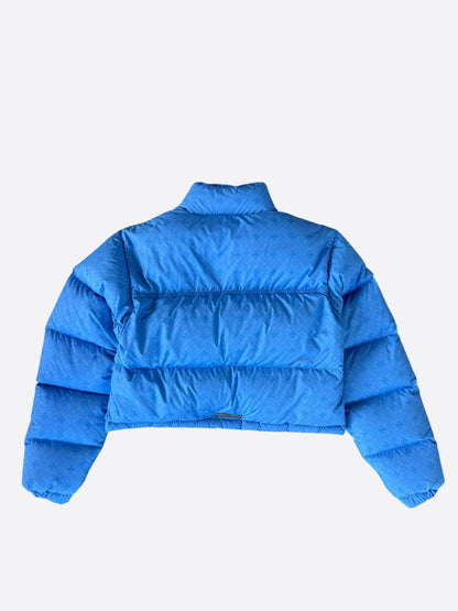Chrome Hearts Blue Cross Jacquard Women's Puffer Jacket