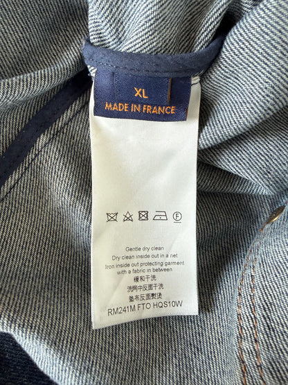 Louis Vuitton Blue Map Monogram Denim Button Up Shirt