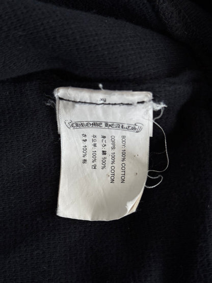 Chrome Hearts Black & White Script Logo Zip Up Thermal Hoodie