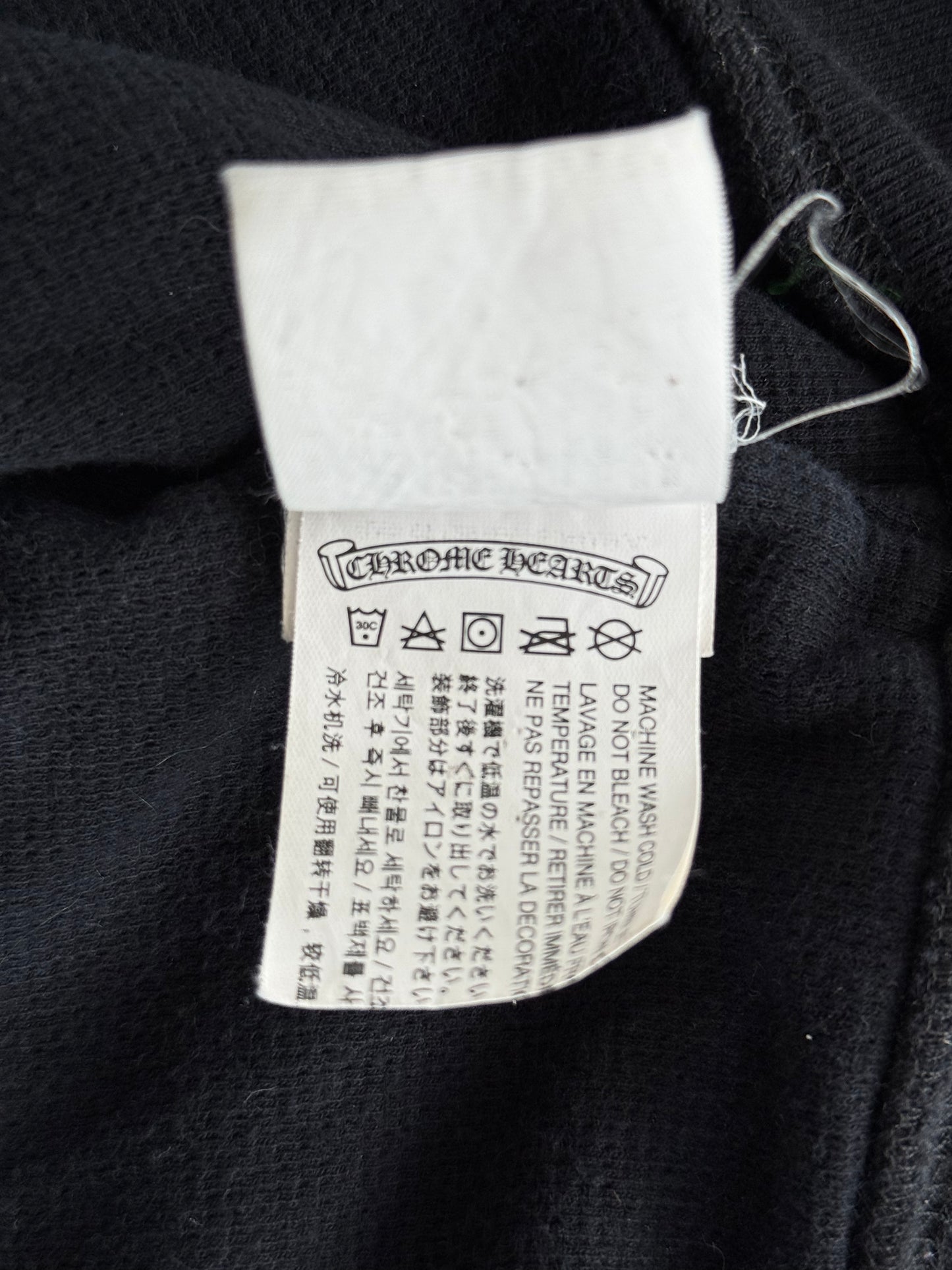 Chrome Hearts Black & White Script Logo Zip Up Thermal Hoodie