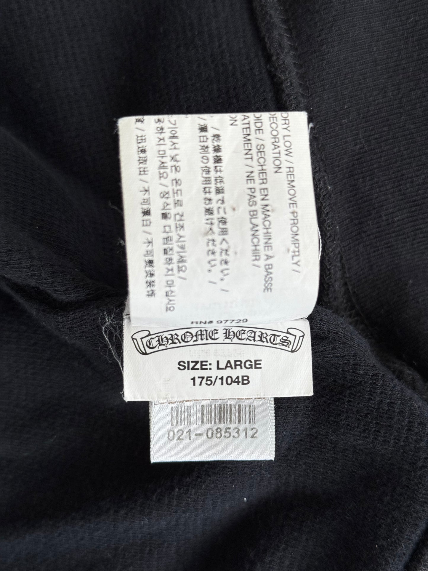 Chrome Hearts Black & White Script Logo Zip Up Thermal Hoodie
